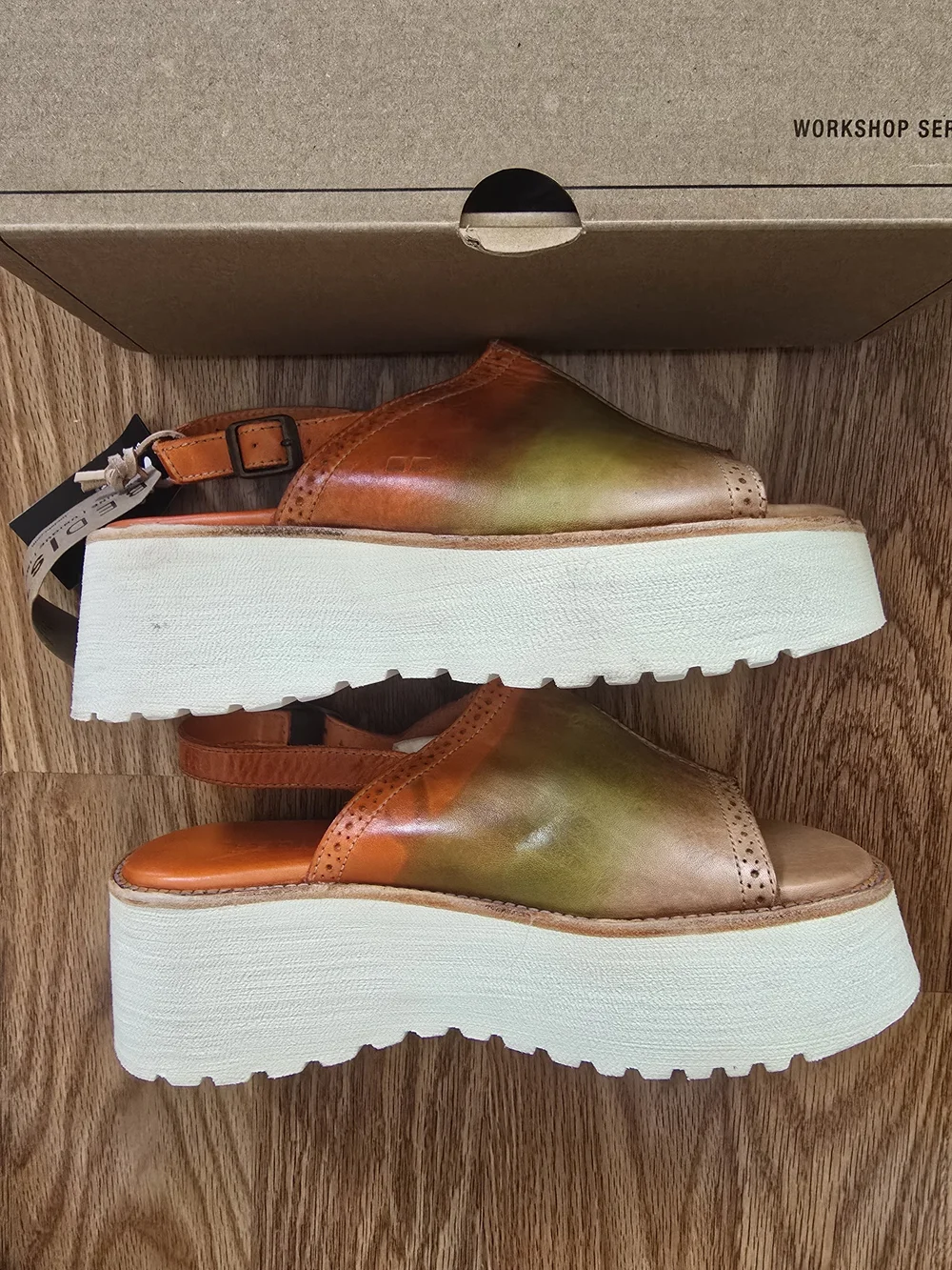 Womans Brand New Size 8.5 Bed|Stu LIBRARY MELON ID SANDALS. PLATFORM SANDAL 🤩